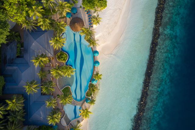 Royal Island - Main Pool Aerial - Top - 4K