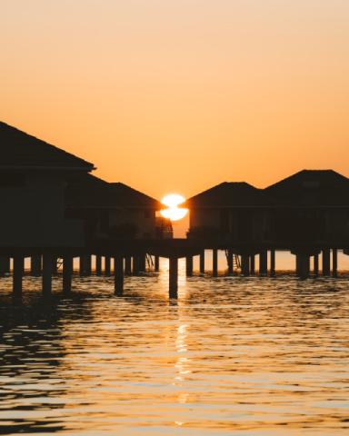 Villa Park - Influencer - Water Villas at Sunset - 4K