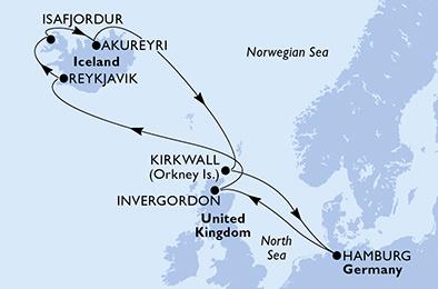 MSC Preziosa - 11 éjszakás hajóút Izland körül Hamburgból