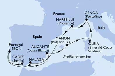 MSC Opera - 10 éjszakás nyugat-mediterrán hajóút