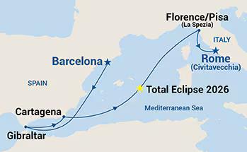 Sun Princess - 7 éjszakás nyugat-mediterrán hajóút / Napfogyatkozás 2026