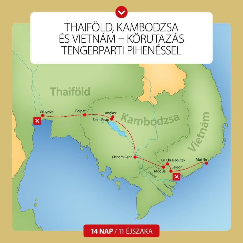 Thaiföld, Vietnám és Kambodzsa körutazás tengerparti pihenéssel